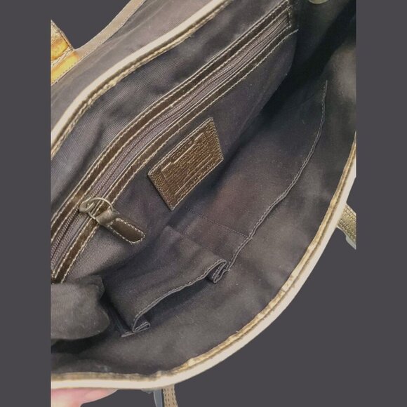 Vintage COACH Gold Metallic Signature Shoulder bag/ Satchel - Picture 5 of 16